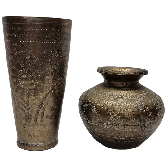 Vintage Kleine Messing Vazen Uit India, Jaren 60/70 1