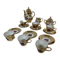 Versailles - Mocca Teaset 'Fragonard' With A Lot Of Gold - Complete
