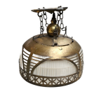 Amsterdamse School / Hanging Lamp / Copper / Linen / 1920s / Johanna Van Eijbergen For G.dikkers thumbnail 1