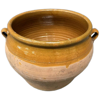 Grote Franse Aardewerk Pot Met Okergeel Glazuur