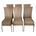 Rattan Vintage Eetkamerstoelen Unieke Set Van 6 thumbnail 1