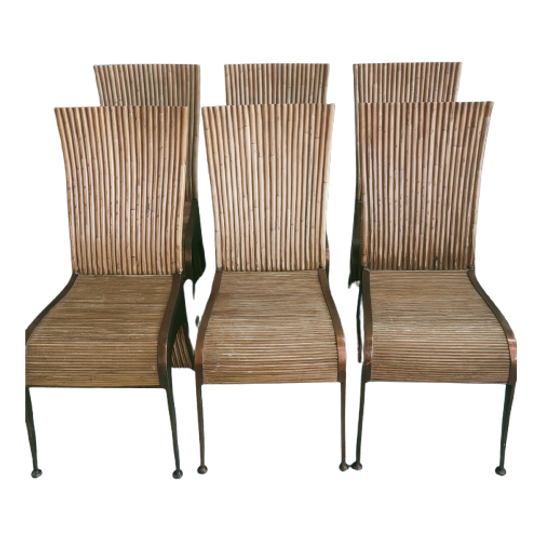 Rattan Vintage Eetkamerstoelen Unieke Set Van 6 1