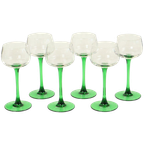 Set Van 6 Vintage Luminarc Vins Moselle Wijnglazen Groen thumbnail 1