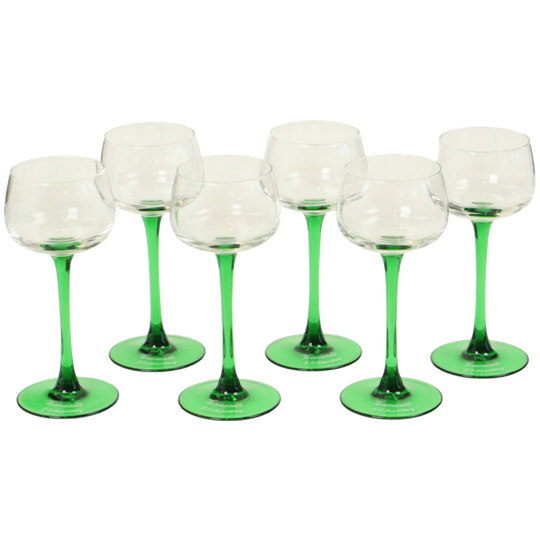Set Van 6 Vintage Luminarc Vins Moselle Wijnglazen Groen 1
