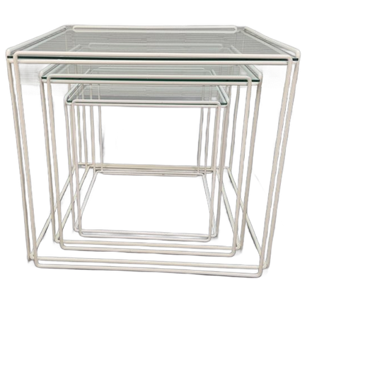 Max Sauze Bijzettafel. Vintage Salontafel 'isocele' Wit. 1