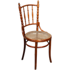 Originele Antieke Thonet Stoel Met Geweldige Kleuren En Een Rieten Zitting thumbnail 1