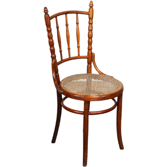 Originele Antieke Thonet Stoel Met Geweldige Kleuren En Een Rieten Zitting 1
