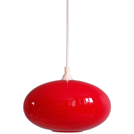 Vintage Rode Opaline Hanglamp, Jaren 60-70 1