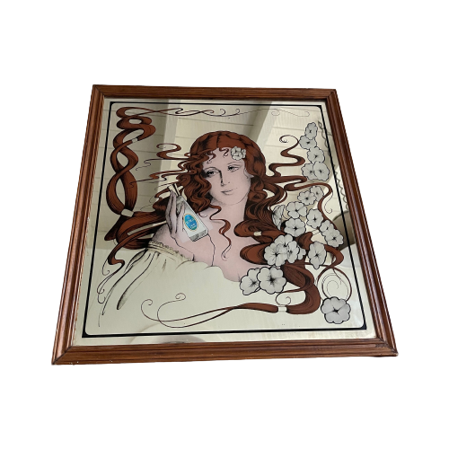 Reclamespiegel Tosca Eau De Toilette, 4711 . Art Nouveau Stijl Spiegel Dame Met Lange Krullen.