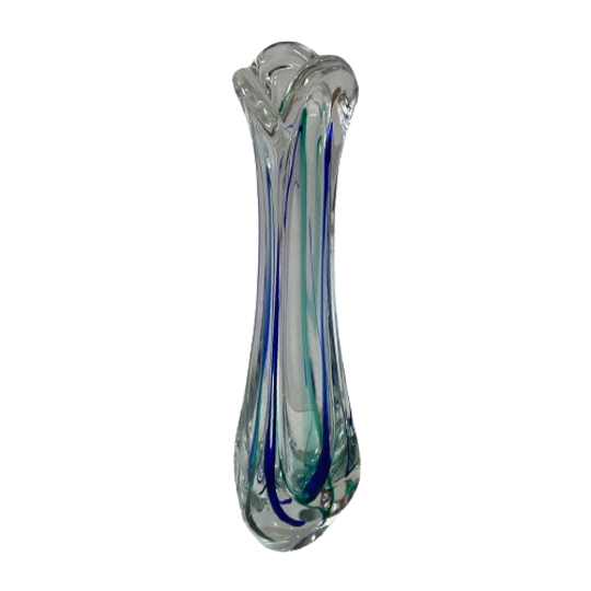 Max Verboeket - Kristalunie Maastricht - Vase With Deep And Light Blue Colors - Unused, Vintage - 1
