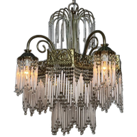 Vintage Art Deco Jaren 20 Stijl Kroonluchter Hanglamp Opaline Staafjes