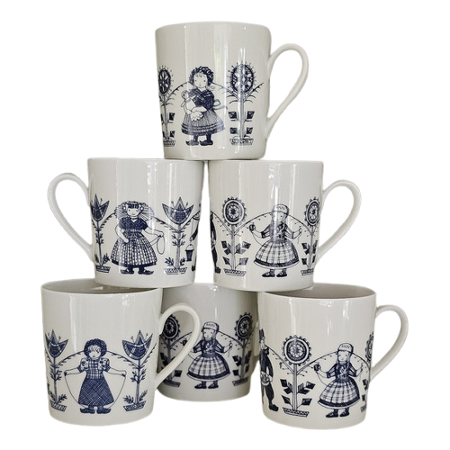 Vintage Koffiekopjes Seltmann Weiden Klederdracht (Set Van 6 Kopjes)