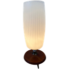Vintage Tripod Lamp – Opaline En Teak thumbnail 1
