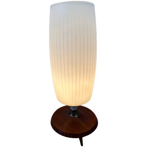 Vintage Tripod Lamp – Opaline En Teak