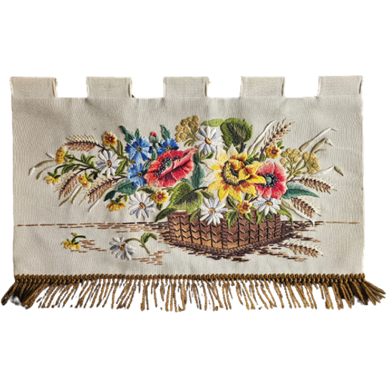 Wanddecoratie Wandkleed Met Geborduurde Bloemen 1