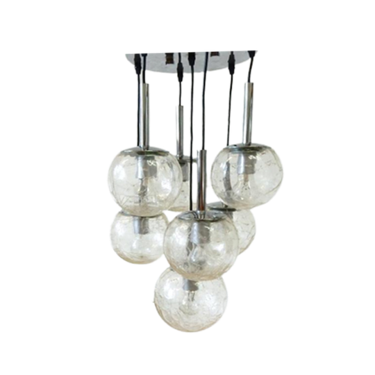 Vintage Lamp Hanglamp Plafondlamp Jaren 70 Bol Glas Doria 1