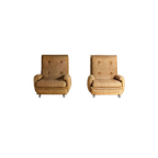 Set Van Twee Vintage Mid-Century "Orchidée" Lounge Fauteuils Van Michel Cadestin Voor Airborne thumbnail 1