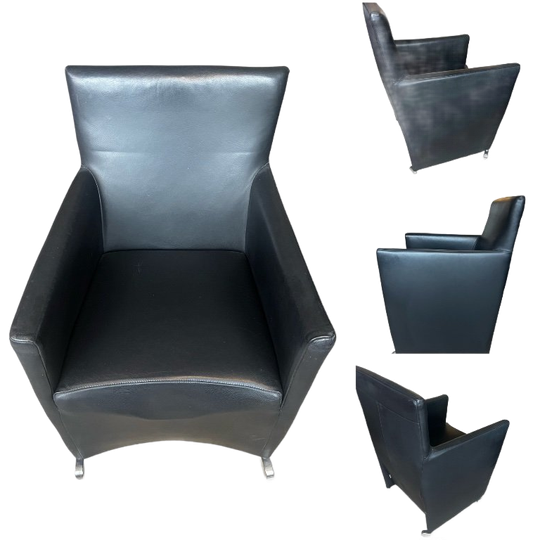 6x bert plantagie Shadow Fauteuils – Echt Leder, Zwart 1