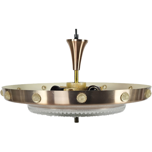 Vintage - Lakro Style - Ufo Hanglamp - 'Champagne Gold' - Glas - 70S