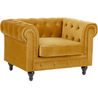 Chesterfield Beliani Fauteuil Geel Fluweel