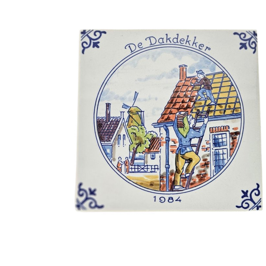Westraven Keramiek - Tegel - 'de Dakdekker' - 3e Kwart 20e Eeuw 1
