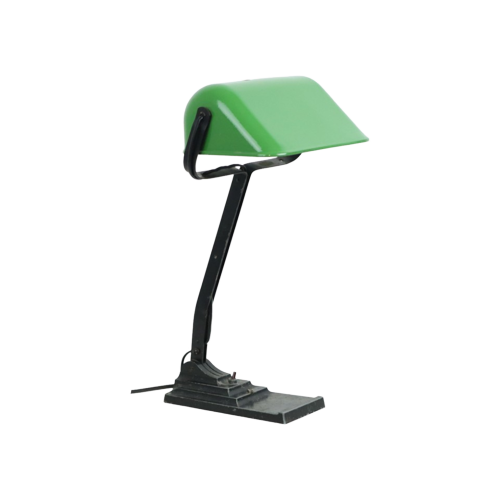 Art Deco Bureaulamp Notarislamp Erpe Model 52 Emaille Kap Groen