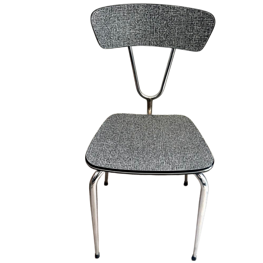 Vintage Jaren '60 Stoel - Chroom En Zwart/wit Patroon 1