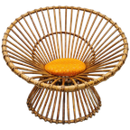 Jaren 70 Vintage Bamboe Fauteuil Circel Stoel Bamboe Fauteuil thumbnail 1