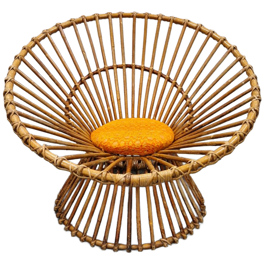 Jaren 70 Vintage Bamboe Fauteuil Circel Stoel Bamboe Fauteuil 1