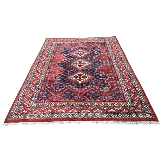 Handgeknoopt Oosters Shiraz Vloerkleed 205X300Cm Perzisch Tapijt Oranje Rood Blauw Wol Handgeknoopt 1