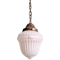 Art Deco Hanglamp In Geperst Gegoten Wit Opaline Glas