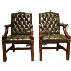 2 X Engelse Chesterfield Fauteuils/stoelen In Nieuwstaat Antiek Groen thumbnail 1
