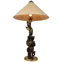 Prachtige Chinoiserie Bronzen Tafellamp Met Jongen, Aap En Boom – Ca. 1940