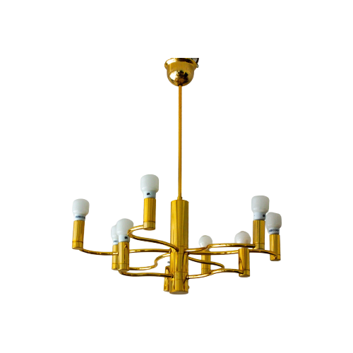 Set Of Two Brass Chandeliers