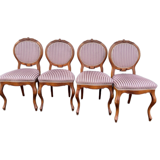 Prachtig Set Van 4 Antieke Mahonie Eetkamer Stoelen Gedecoreerd Met Een Roosje 1