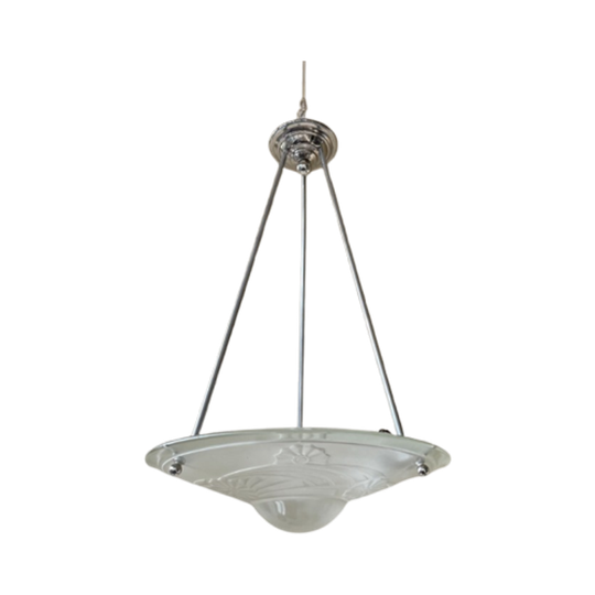 Lamp Art Deco Jaren 30 Modernistisch Matglazen Schaal Frans 1