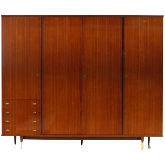 Vintage Mid Century 4-deurs Design Kledingkast In Palissander, 1960s 1