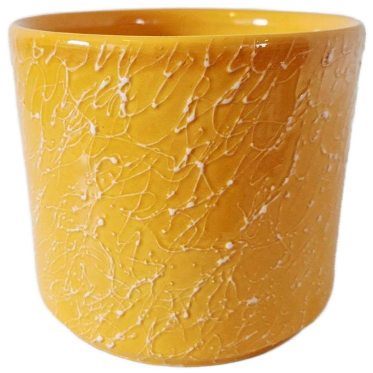 Vintage Gele Bloempot Geel Met Witte Spats Retro Bloempot 1