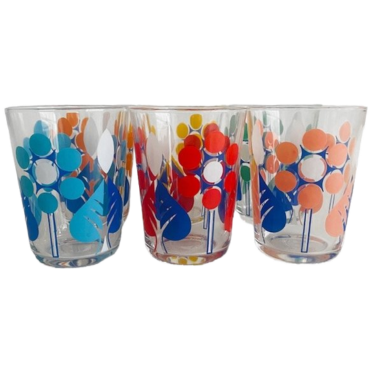 Set Vintage Limonade Glazen Jaren 70 Stippen 1