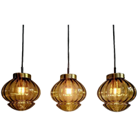 Set Van 3 Amberkleurige Glazen Hangers, Raak, 1970