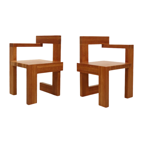 2 Steltman Chairs In The Style Of Gerrit Rietveld