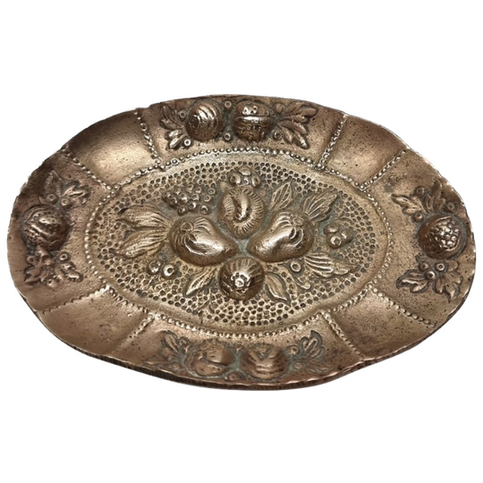 Oud Bronzen Schaaltje Met Fruitmotief 1