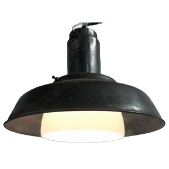 Vintage Industrial Opaline Pendant Lights, 1960s 1