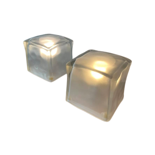 Frosted Ice Cube Tafellamp Set 2 Van Stuks Ikea Iviken