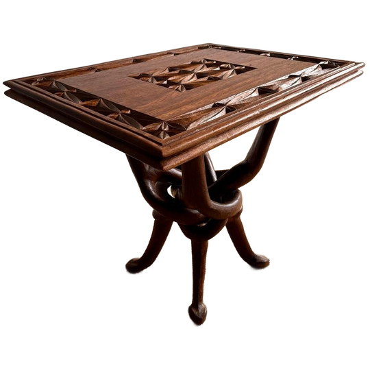 Afrikaans Houtsnijwerk Tafel Vintage 1