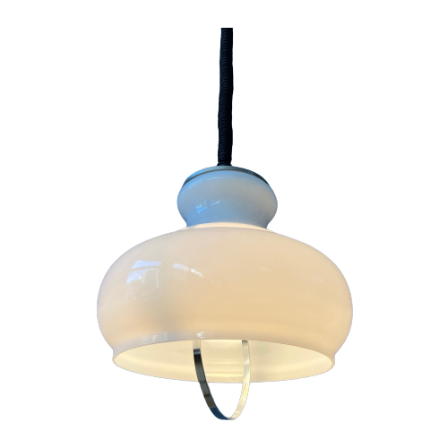 Vintage Mid Century Opaline Melkglazen Hanglamp