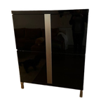 Zwart Glans Kabinet Kast Met Chroom Strip Met 4 Vakken En Deurtjes thumbnail 1