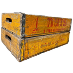 Set Van 2 Vintage Gele Houten Kisten Jaren 60 thumbnail 1
