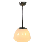 Oude Schoollamp Met Grote Glazen Bol In Opaalglas, Jaren 30 thumbnail 1