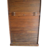 Prachtige Hoge Antieke Eiken Houten Archiefkast, Rolluikkast